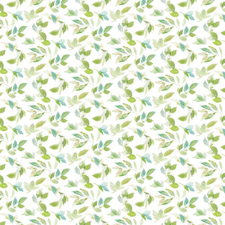 Leaf Toss in White Green // Sweet Surrender (1/4 yard) - Emmaline Bags Inc.