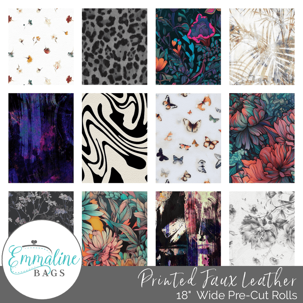 Printed Faux Leather Per 1 2 Yard 18 roll Emmaline Bags Inc