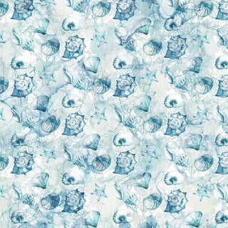 Shells in Pale Blue // Sea Breeze (1/4 yard) (Copy) - Emmaline Bags Inc.