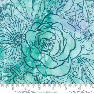 Their Garden Florals in Robin's Egg // By Create Joy Project for Moda (1/4 yard) - Emmaline Bags Inc.