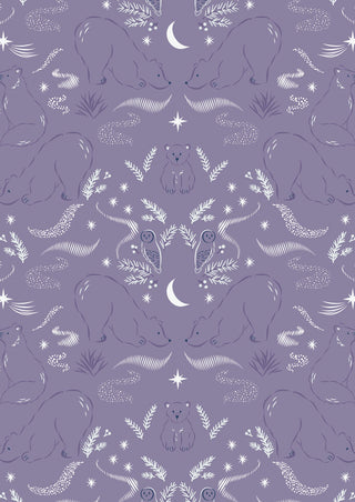 Arctic Lights, Winter Nights on Purple Pearl // Arctic Adventure by Lewis & Irene (1/4 yard) - Emmaline Bags Inc.