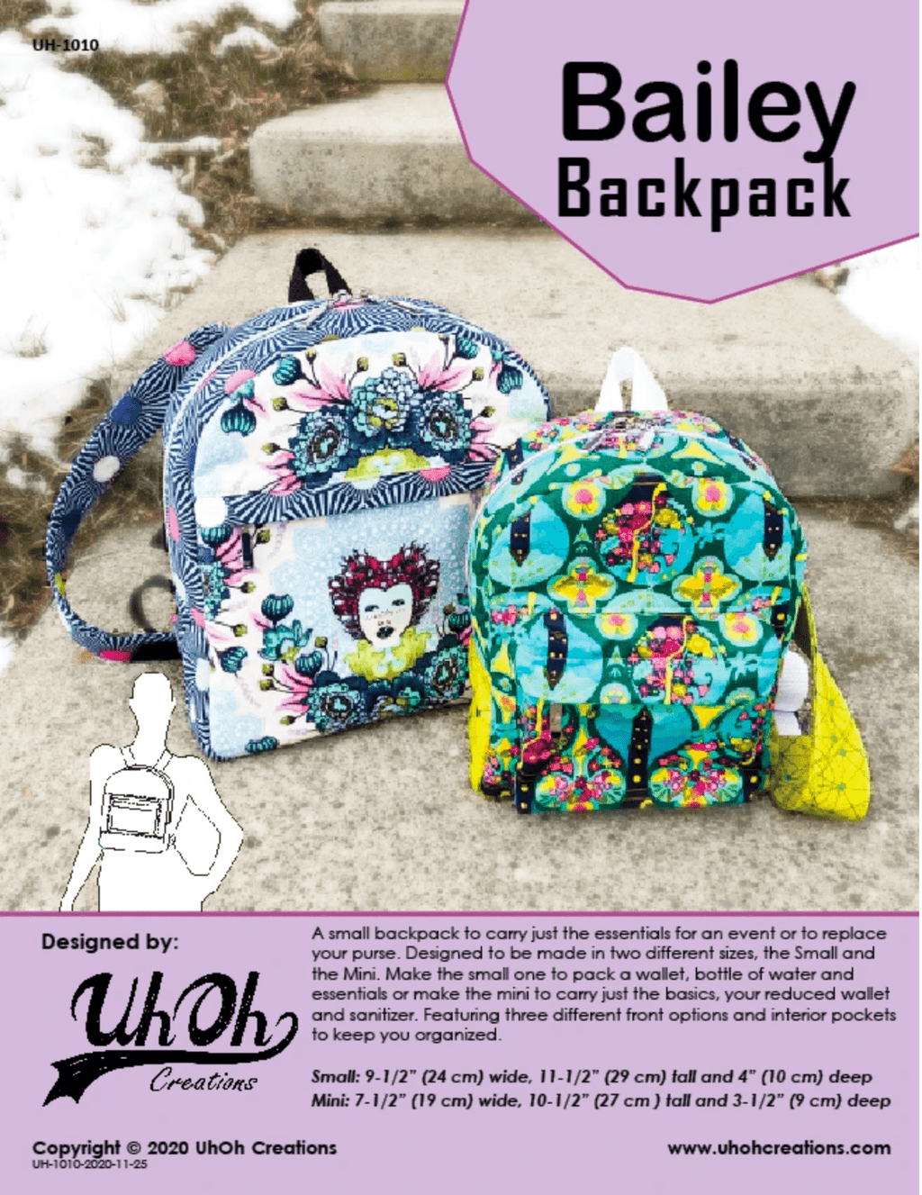 Bailey Backpack by UhOh Creations (Printed Paper Pattern 