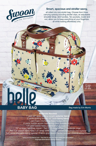 Belle Baby Bag by Swoon Sewing Patterns (Printed Paper Pattern) - Emmaline Bags Inc.