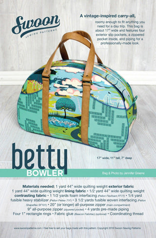 Betty Bowler by Swoon Sewing Patterns (Printed Paper Pattern) - Emmaline Bags Inc.