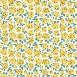 Carols Roses in Yellow • Delightful Department Store by Amy Johnson for Poppie Cotton (1/4 yard) - Emmaline Bags Inc.