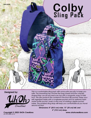 Colby Sling Pack by UhOh Creations (Printed Paper Pattern) - Emmaline Bags Inc.