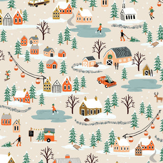 Cream Holiday Village // Holiday Classics II - Rifle Paper Co. for Cotton + Steel (1/4 yard) - Emmaline Bags Inc.