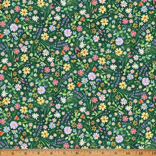 Farm Flowers in Emerald // Farm to Table by Hoffman (1/4 yard) - Emmaline Bags Inc.