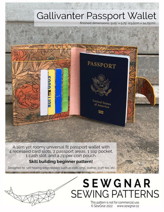 Gallivanter Passport Wallet (Paper Pattern) by SewGnar - Emmaline Bags Inc.