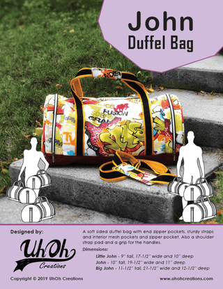 John Duffle Bag (3 sizes) by UhOh Creations (Printed Paper Pattern) - Emmaline Bags Inc.