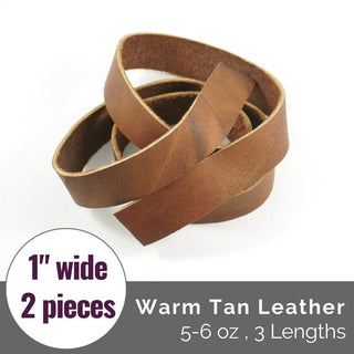 Leather Strap: Warm Tan (5-6oz) - 1" WIDE (2/pack) - Emmaline Bags Inc.