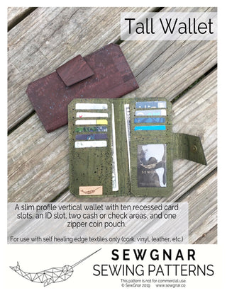 Tall Wallet (Paper Pattern) by SewGnar - Emmaline Bags Inc.