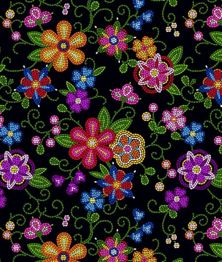 Black | Beaded Floral by Shannon Gustafson (¼ Yard)