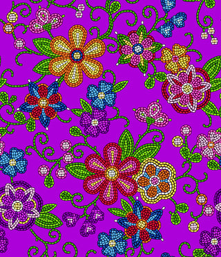 Purple | Beaded Floral by Shannon Gustafson (¼ Yard)
