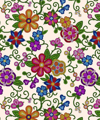 Cream (Canvas) | Beaded Floral by Shannon Gustafson (¼ Yard)