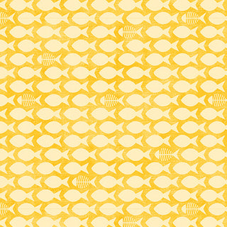 Yellow Fish & Bones | Cozy Cats for Benartex (¼ Yard)