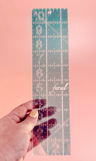 2½" x 10" | Iridescent Acrylic Ruler (6.4cm x 25.4cm) - Emmaline Bags Inc. - Sewing Supplies & Notions