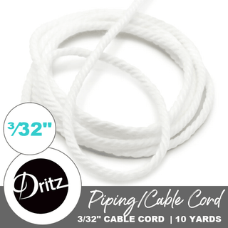 ³⁄₃₂" (2.38mm) White Piping/Cable Cord | 10 Yards - Emmaline Bags Inc.-Sewing Supplies & Notions