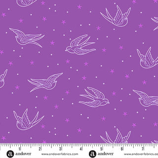 Purple Swallows | Perfect Day by Libs Elliott (¼ Yard)