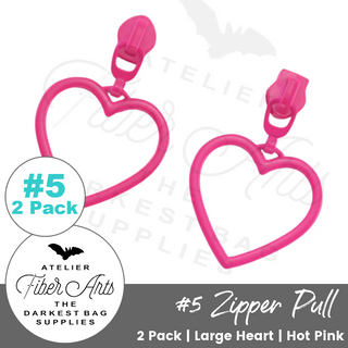 Hot Pink Large Heart Sliders w/ Pulls | SIZE#5 (2 Pack)