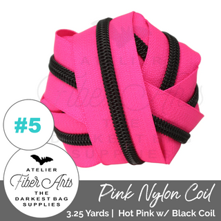 Hot Pink & Black Coil | Nylon Coil Zipper  | SIZE#5* (3.25 Yards)