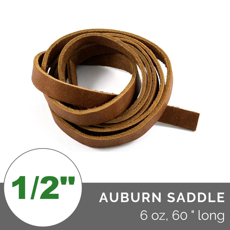 Leather Bag Strap/Belt: Auburn Saddle String 1/2" - BROWN LATIGO (5 - 6 oz,  55 to 60" Long) - 1 Strap