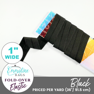 Black | Fold-Over Elastic (Per 1 Yard) • 1 " Wide (25 mm)