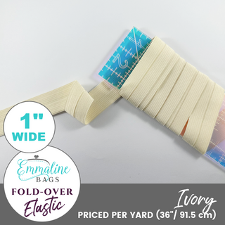 Ivory | Fold-Over Elastic (Per 1 Yard) • 1 " Wide (25 mm)