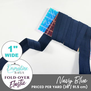 Navy Blue | Fold-Over Elastic (Per 1 Yard) • 1 " Wide (25 mm)