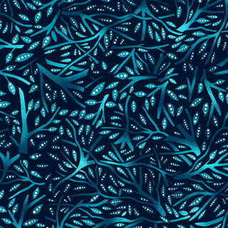 Teal Branches | July Moon by Betty Albert (¼ Yard)