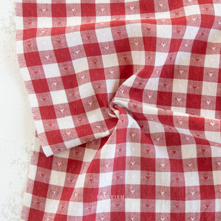 Cherry Dobby Hearts Gingham | Queen of Hearts by Fableism Supply Co. (¼ Yard)