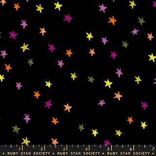 Spooky Black Starry | Freaky Familiars by Ruby Star Society (¼ Yard)