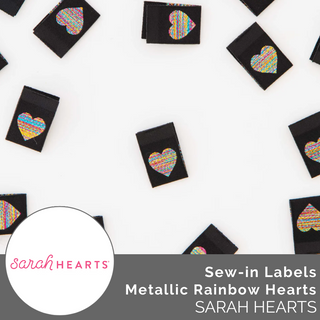 Sew-in Labels: Metallic Rainbow Hearts