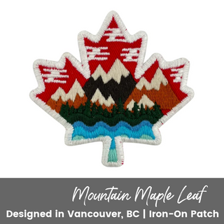 Mountain Maple Leaf Iron-On Patch | Embroidered Canada Patch