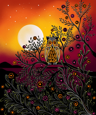 Orange Maroon (Metallic Panel) 36" x 45" | July Moon by Betty Albert (¼ Yard)
