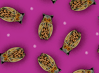 Rose Owls | July Moon by Betty Albert (¼ Yard)