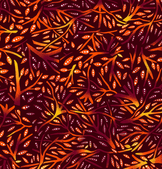 Orange Branches | July Moon by Betty Albert (¼ Yard)