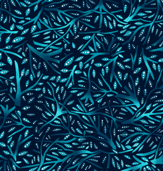 Teal Branches | July Moon by Betty Albert (¼ Yard)