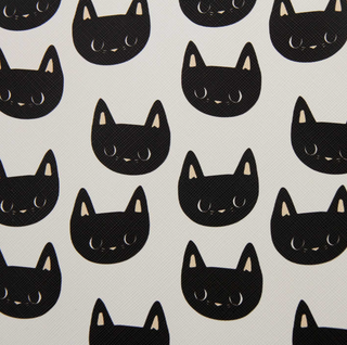Midnight Meow | Zipper Valley Printed Saffiano Faux Leather | 12" x 52" Pre-Cut (Small)