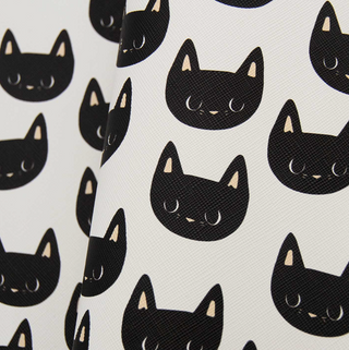 Midnight Meow | Zipper Valley Printed Saffiano Faux Leather | 12" x 52" Pre-Cut (Small)
