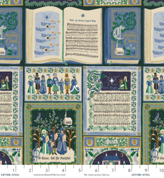 Navy Christmas Carols | Holiday Classics V by Rifle Paper Co. (¼ Yard)