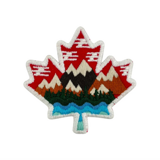 Mountain Maple Leaf Iron-On Patch | Embroidered Canada Patch