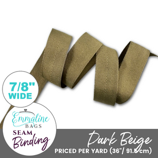 Dark Beige | ⅞" (22mm) Binding Tape (Per 1 Yard)