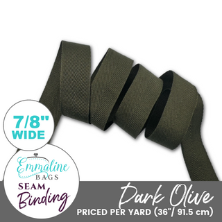 Dark Olive | ⅞" (22mm) Binding Tape (Per 1 Yard)