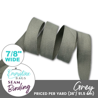 Grey | ⅞" (22mm) Binding Tape (Per 1 Yard)