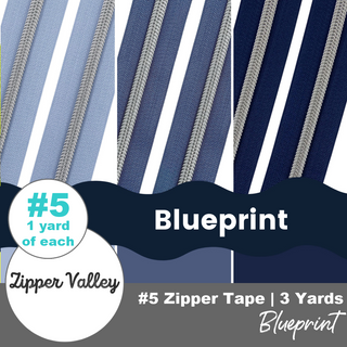 Blueprint | Nylon Coil Zipper Bundle | Size #5 (3 Yards - 1 yd of each)