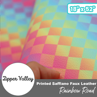 Rainbow Road | Zipper Valley Printed Pebble Faux Leather | 18" x 52" Pre-Cut (Large)