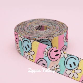 All Smiles | Zipper Valley Printed Webbing (6 Yards) | 1 ½" Wide (38 mm) - Emmaline Bags Inc. - Straps & Handles