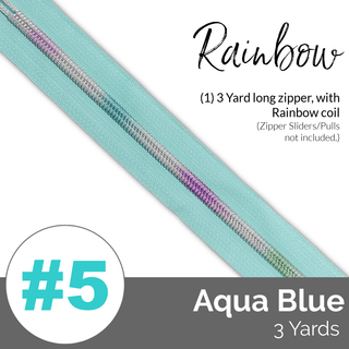 Aqua Blue | Nylon Coil Zipper | SIZE5* (3 Yards) - Emmaline Bags Inc. - Bag Zippers