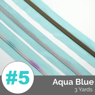 Aqua Blue | Nylon Coil Zipper | SIZE5* (3 Yards) - Emmaline Bags Inc. - Bag Zippers